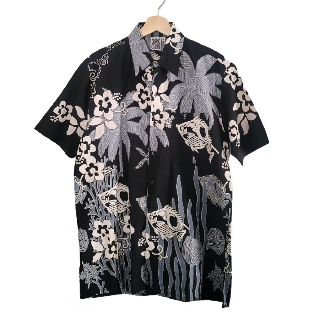 CABALI Tropical Print Shirt Men's M 100% Cotton Vintage-Inspired Resortwear